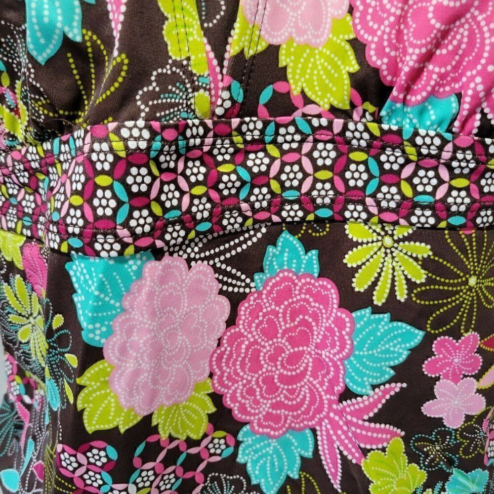 Motherhood Maternity Tankini Swim Top Womens Large Brown Pink Multicolor Ruched‎ - Picture 7 of 11